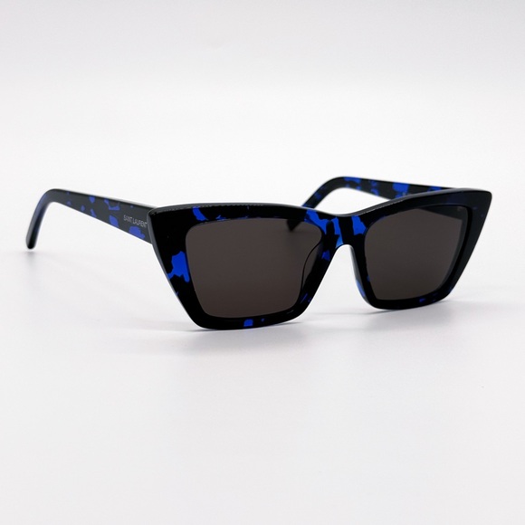 NEW SAINT LAURENT SL 276 MICA 009 CAT EYE BLACK BLUE GREY WOMEN SL276 SUNGLASSES - Picture 1 of 11